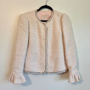 Rebecca Taylor $550 Pink Tweed Blazer Jacket - Pale Pink | Size 6